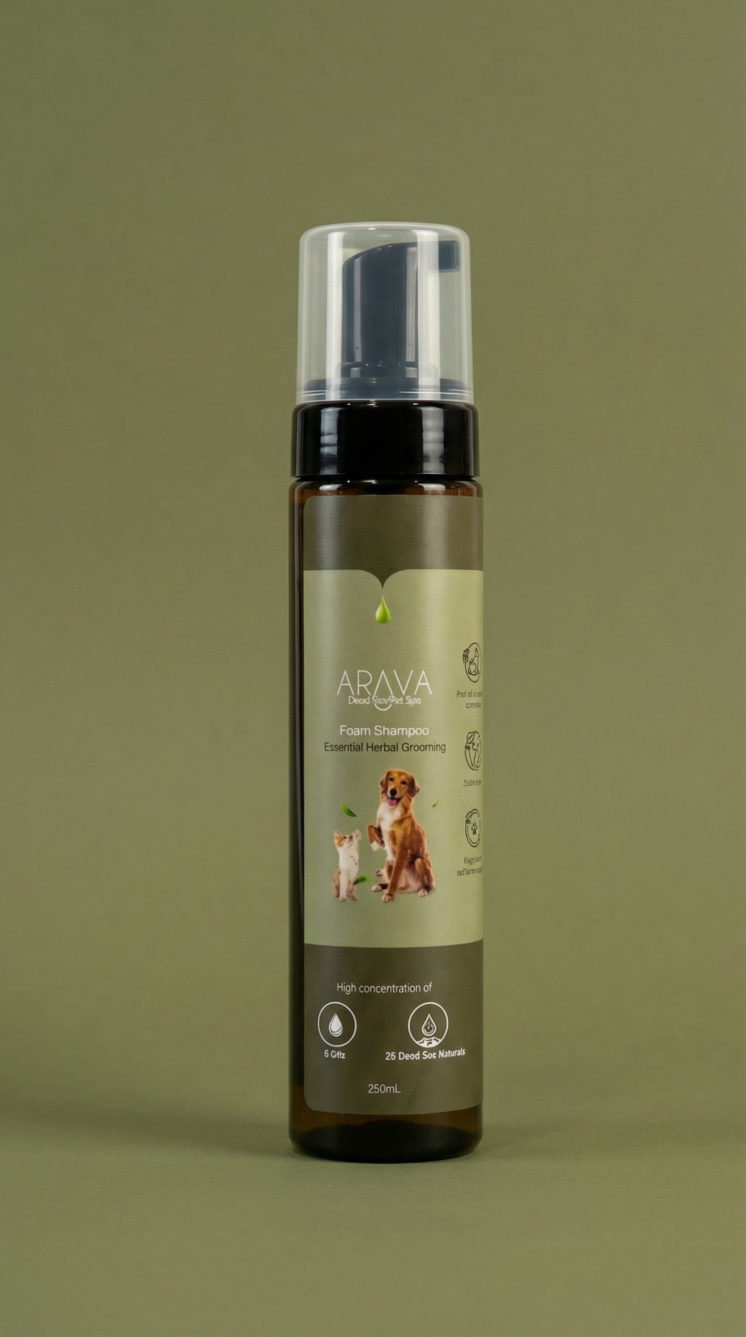 שמפו קצף יבש ללא שטיפה לכלבים ולחתולים מבית ערבה