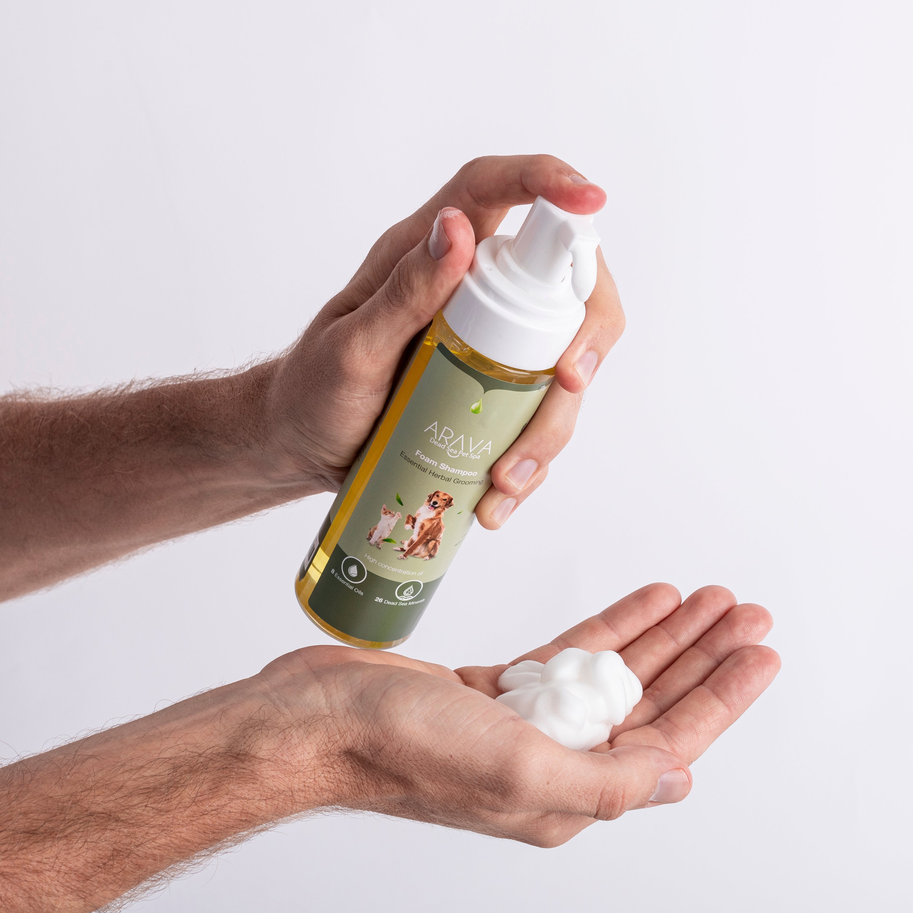 שמפו קצף יבש ללא שטיפה לכלבים ולחתולים מבית ערבה