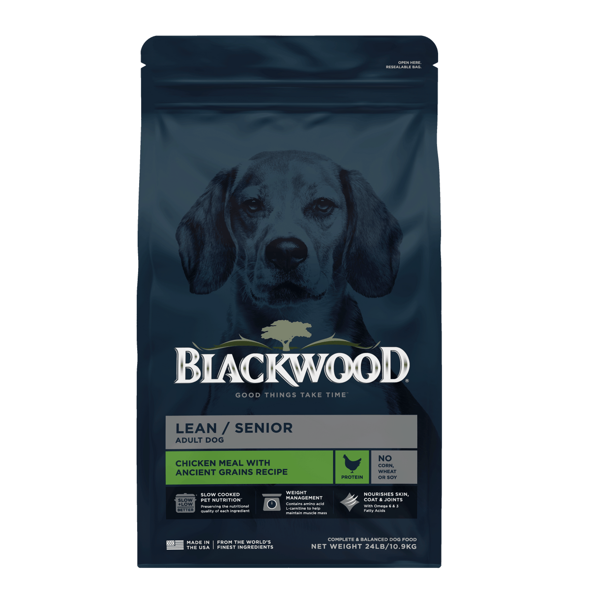 Blackwood מזון לכלבים מבוגרים או בעלי משקל עודף עוף ודגנים עתיקים 10.9 ק״ג