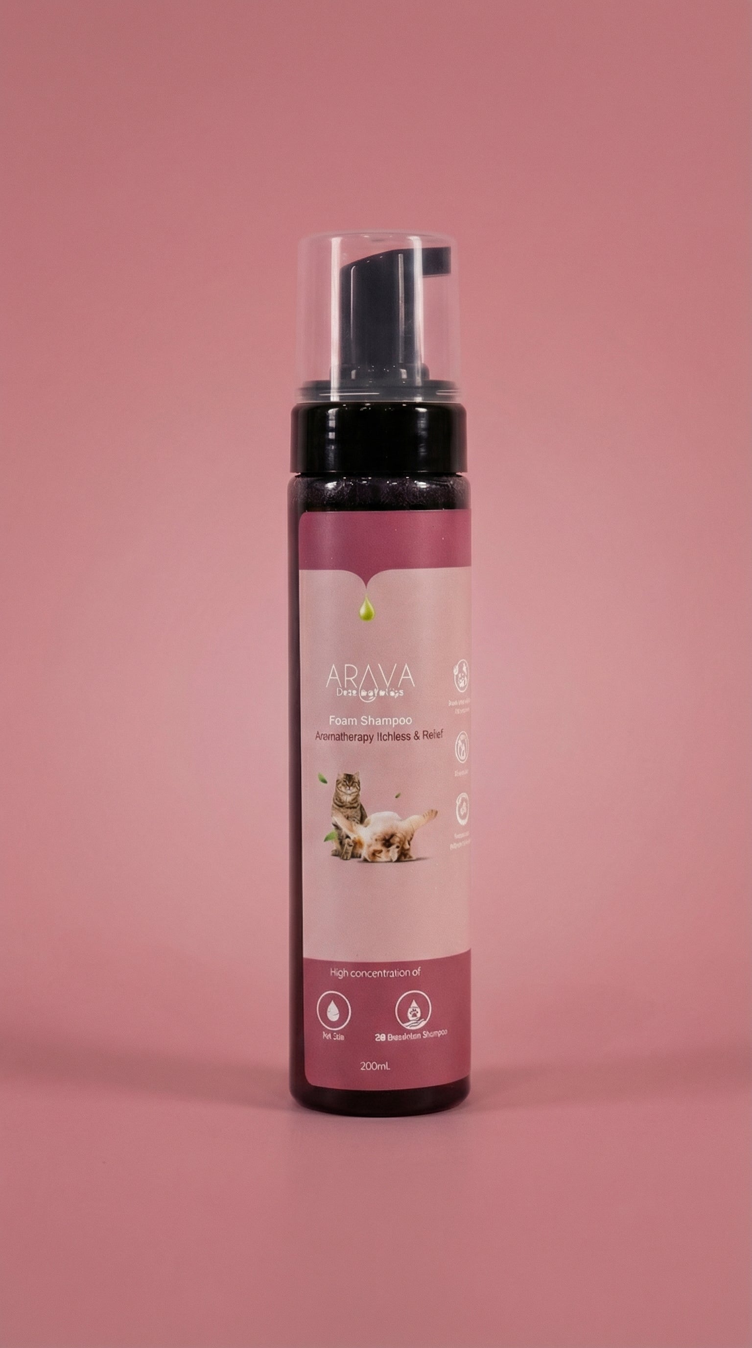 חדש!! שמפו קצף ללא שטיפה לבעיות עור לכלבים וחתולים מבית ערבה