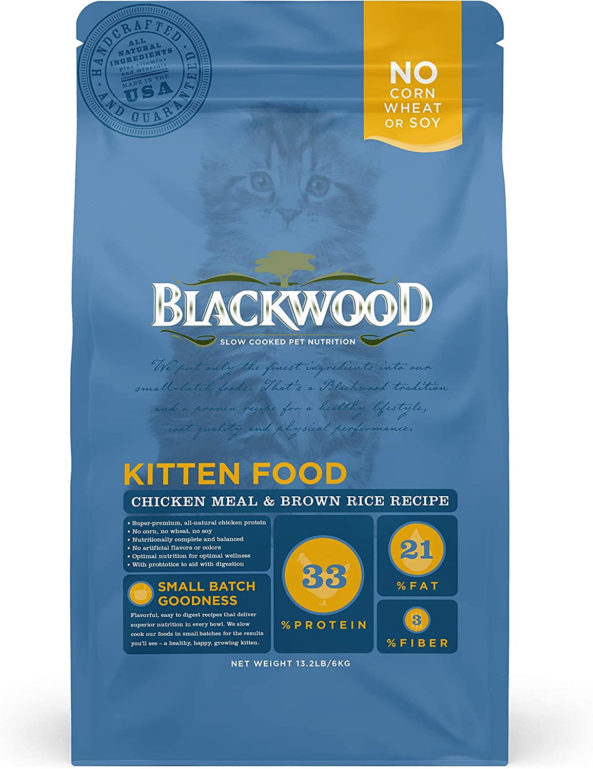 Blackwood מזון לגורי חתולים עוף ואורז חום 6 ק״ג